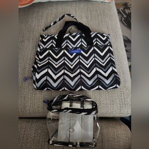 Vera Bradley Chevron Black & White Cosmetic Hanging Bag w/ Clear Pouch NWT 2 Pc